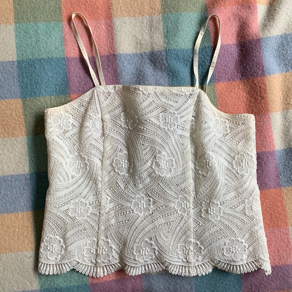 Vintage *Hardy Amies boutique London* darling lace top, size small